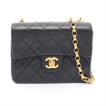 CHANEL Mini Matelasse chain crossbody Shoulder Bag Lambskin Black Used GHW COCO
