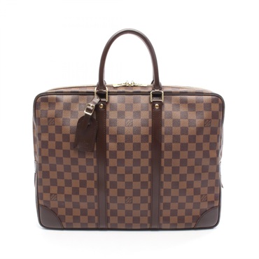 LOUIS VUITTON Porte Document Voyage Business bag N41124 Damier Canvas Ebene Used