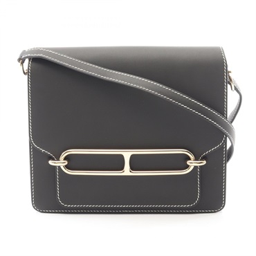 HERMES Roulis 23 Shoulder crossbody Bag T Sombrero leather Black brown Used GHW