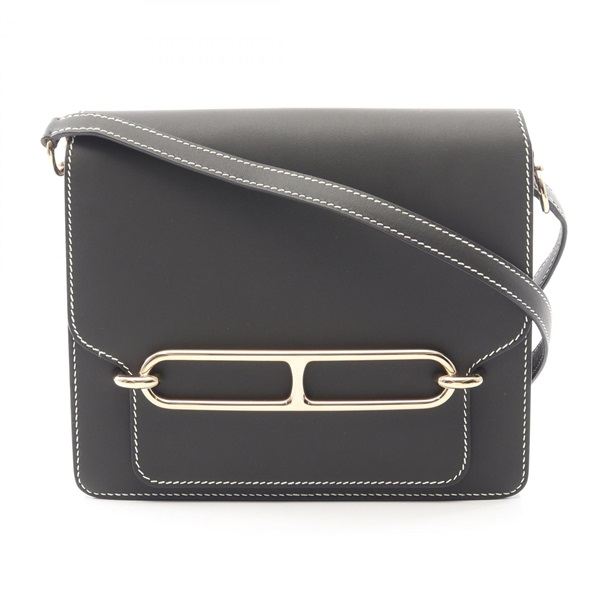 HERMES Roulis 23 Shoulder crossbody Bag T Sombrero leather Black brown Used GHW