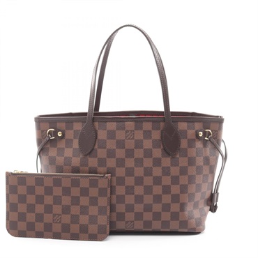 LOUIS VUITTON Neverfull PM Tote Bag N41359 Damier canvas leather Ebene Used