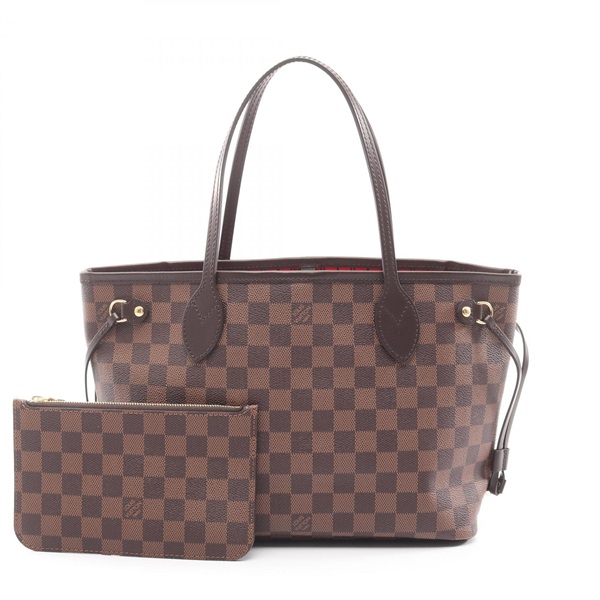 LOUIS VUITTON Neverfull PM Tote Bag N41359 Damier canvas leather Ebene Used