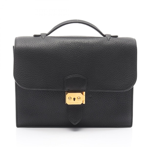 HERMES Sac Adepeche 27 Hand Business bag Togo leather Black Used mens GHW H
