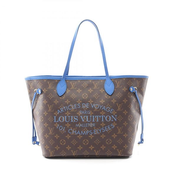 LOUIS VUITTON Neverfull MM Ikat Flower Tote shoulder Bag M40938 Monogram Blue