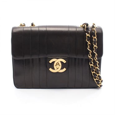 CHANEL Mademoiselle Jumbo COCO Mark Single Flap chain Shoulder Bag Lambskin GHW