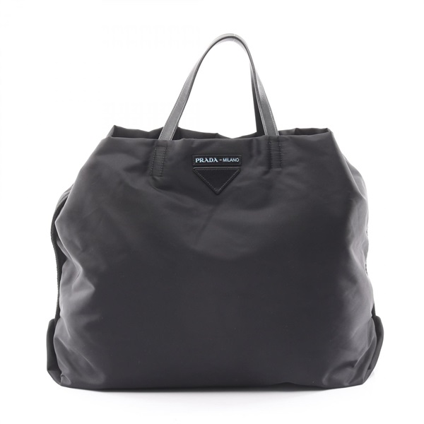 PRADA TESSUTO large Tote hand Bag Nylon leather Black Used Women