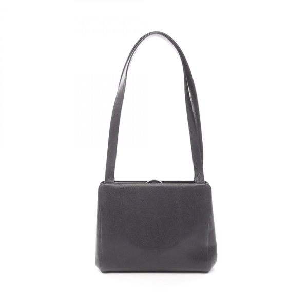 CHANEL COCO Mark Tote shoulder Bag leather Black Used Women CC