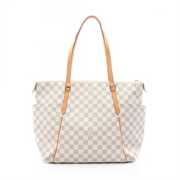 LOUIS VUITTON Totally MM Tote shoulder Bag N41279 Damier Azur leather White Used