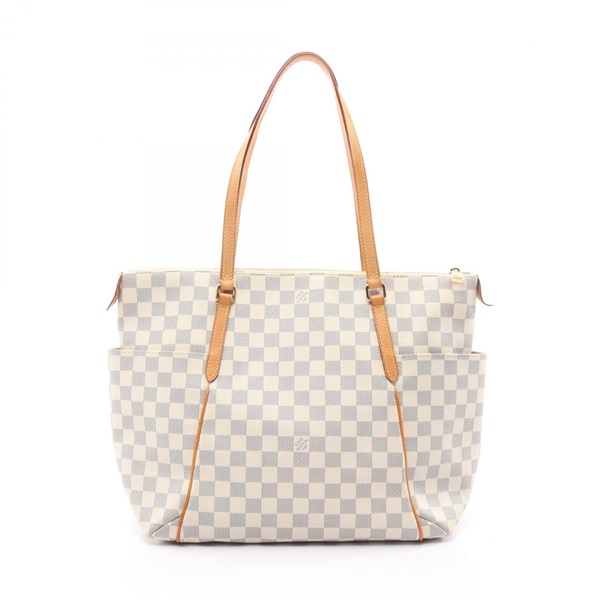 LOUIS VUITTON Totally MM Tote shoulder Bag N41279 Damier Azur leather White Used