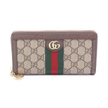 GUCCI Ophidia GG Supreme Sherry Line Around long wallet 523154 leather Beige