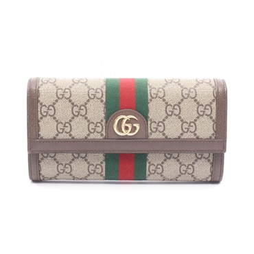 GUCCI Ophidia GG Supreme Continental Wallet Bifold purse 523153 leather Beige