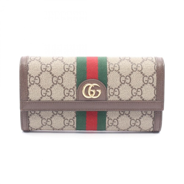 GUCCI Ophidia GG Supreme Continental Wallet Bifold purse 523153 leather Beige