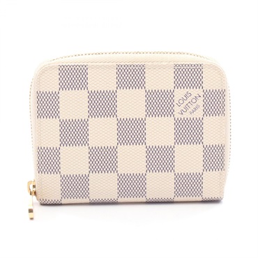 LOUIS VUITTON zip around coin purse compact wallet N63069 Damier Azur used LV