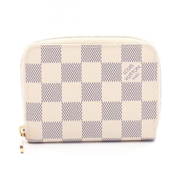 LOUIS VUITTON zip around coin purse compact wallet N63069 Damier Azur used LV