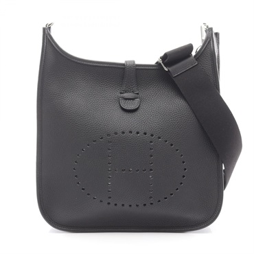 HERMES Evelyne 3 PM Shoulder Crossbody Bag W Clemence leather Black SHW Used