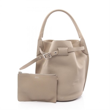 CELINE Big bucket Shoulder Handbag leather Beige Used Women
