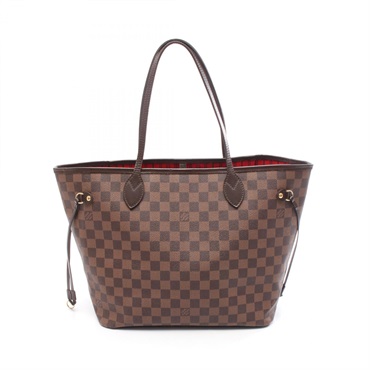 LOUIS VUITTON Neverfull MM Tote Bag N51105 Damier leather Brown Ebene Used Women