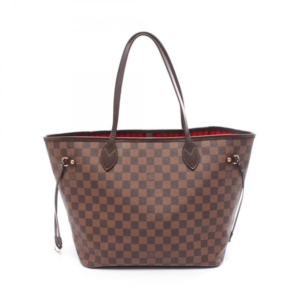 LOUIS VUITTON Neverfull MM Tote Bag N51105 Damier leather Brown Ebene Used Women