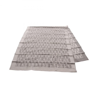 HERMES Gran H Scarf stole wrap foulard silk wool Gray Used Women