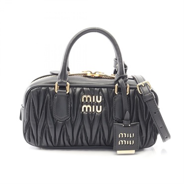 Miu Miu MATELASSE 2WAY shoulder crossbody Handbag 5BB142 leather Black Used