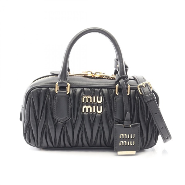 Miu Miu MATELASSE 2WAY shoulder crossbody Handbag 5BB142 leather Black Used