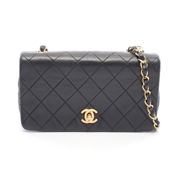 CHANEL Mini Matelasse Full Flap Shoulder Bag A03571 Lamb leather Black Used GHW
