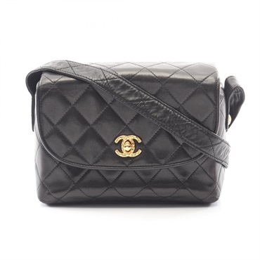 CHANEL Matelasse Shoulder Crossbody Bag Lambskin leather Black GHW Used Women CC