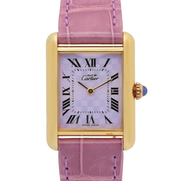 CARTIER Must tank Vermeille SM Wrist Watch W101755 Quartz Gold Plated Used Women