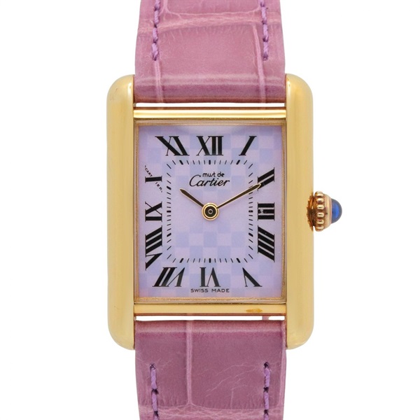 CARTIER Must tank Vermeille SM Wrist Watch W101755 Quartz Gold Plated Used Women