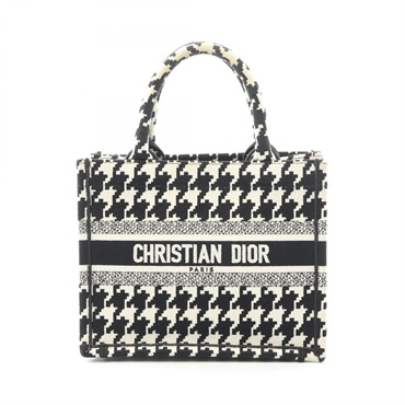 Dior BOOK TOTE Small Hand Bag M1265ZTQT canvas Black White Used Women Logo