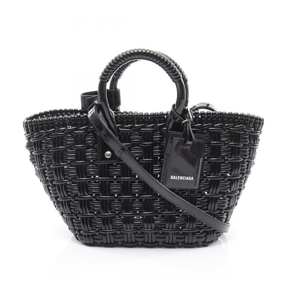 BALENCIAGA BISTRO XS Bistro Basket 2Way Crossbody Tote Bag 671342 Enamel Black