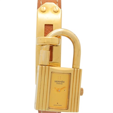 HERMES Kelly watch Wrist Watch KE1.201 Quartz Gold Plated Leather Used Women