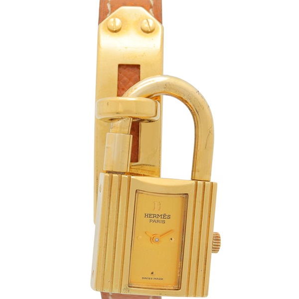 HERMES Kelly watch Wrist Watch KE1.201 Quartz Gold Plated Leather Used Women