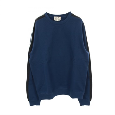 HERMES Run H Sweat Shirts Tops cotton Blue Used mens size M