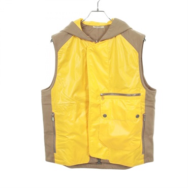 HERMES Serie Button Vest Sleeveless Jacket #50 Nylon cotton Khaki Yellow Used