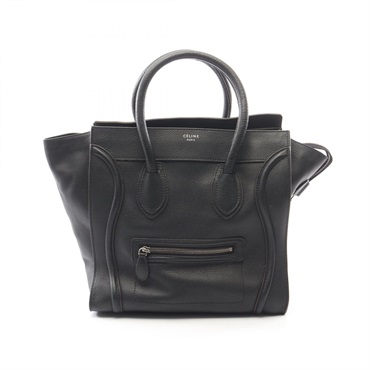 CELINE Luggage Mini Shopper Tote Handbag 165213 leather Black Used Women