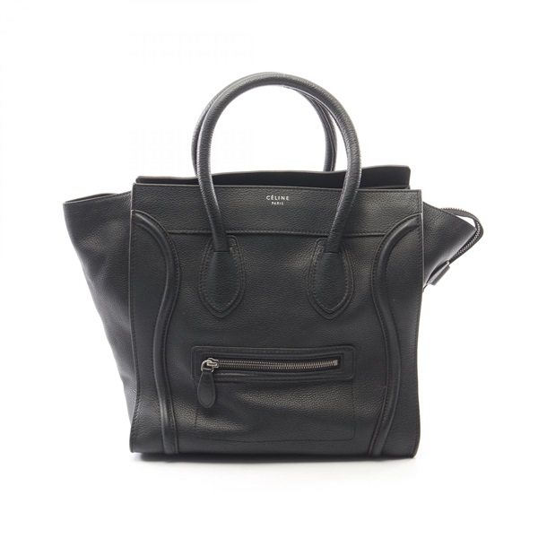 CELINE Luggage Mini Shopper Tote Handbag 165213 leather Black Used Women