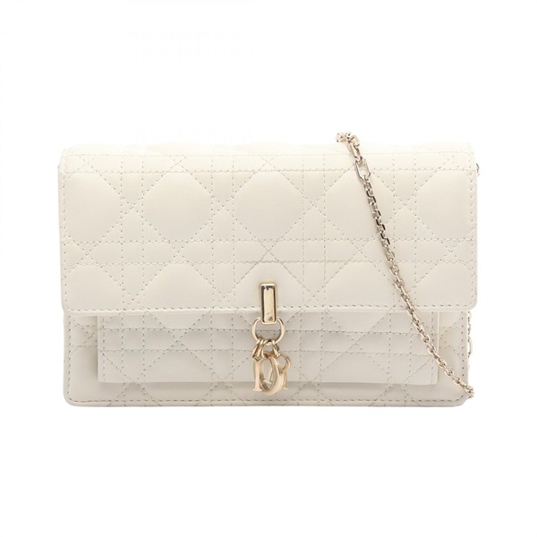 Dior My Dior Daily Chain Pouch Cannage Shoulder Bag leather White Used Women