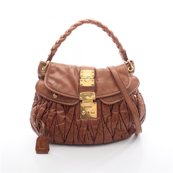 Miu Miu Materasse 2Way Shoulder Handbag leather Brown Used Women