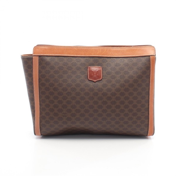 CELINE Macadam Business Clutch Bag PVC coated canvas leather Brown Used Women