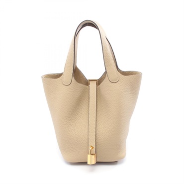 HERMES Picotin Lock PM bucket tote Handbag K Taurillon Clemence Trench Used GHW