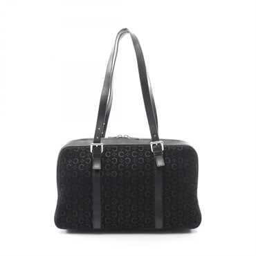 CELINE C Macadam Shoulder Bag Suede leather Black Used Women