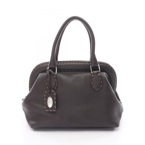 FENDI Selleria Handbag leather Brown Used Women