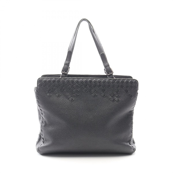 BOTTEGA VENETA Intrecciato Tote Shoulder Bag leather Black Used Women