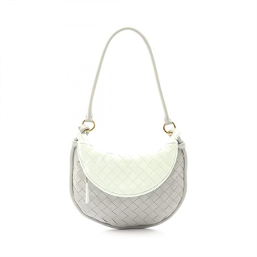 BOTTEGA VENETA Small Gemelli Intrecciato Shoulder Bag leather Gray Green used