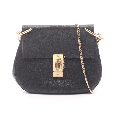 Chloe Drew Chain Shoulder Crossbody Bag leather Black GHW Used Women