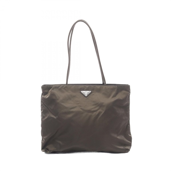 PRADA TESSUTO CITY Tote Sholder Bag B4681 Nylon Brown Triangle logo Used Women