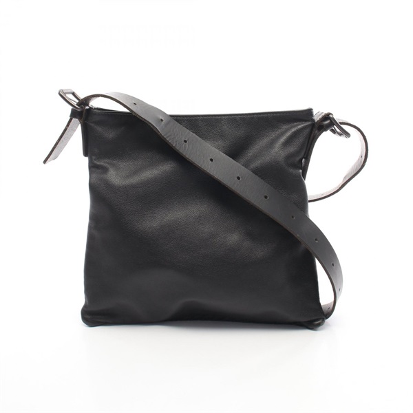 BOTTEGA VENETA Intrecciato Shoulder Bag leather Black Used Women BV