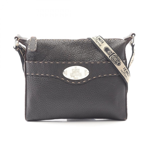 FENDI Selleria Shoulder crossbody Bag leather Brown Used Women