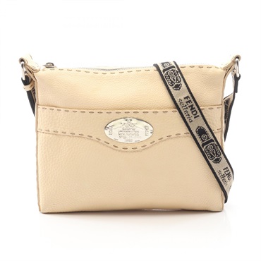 FENDI Selleria Shoulder crossbody Bag leather Beige Used Women